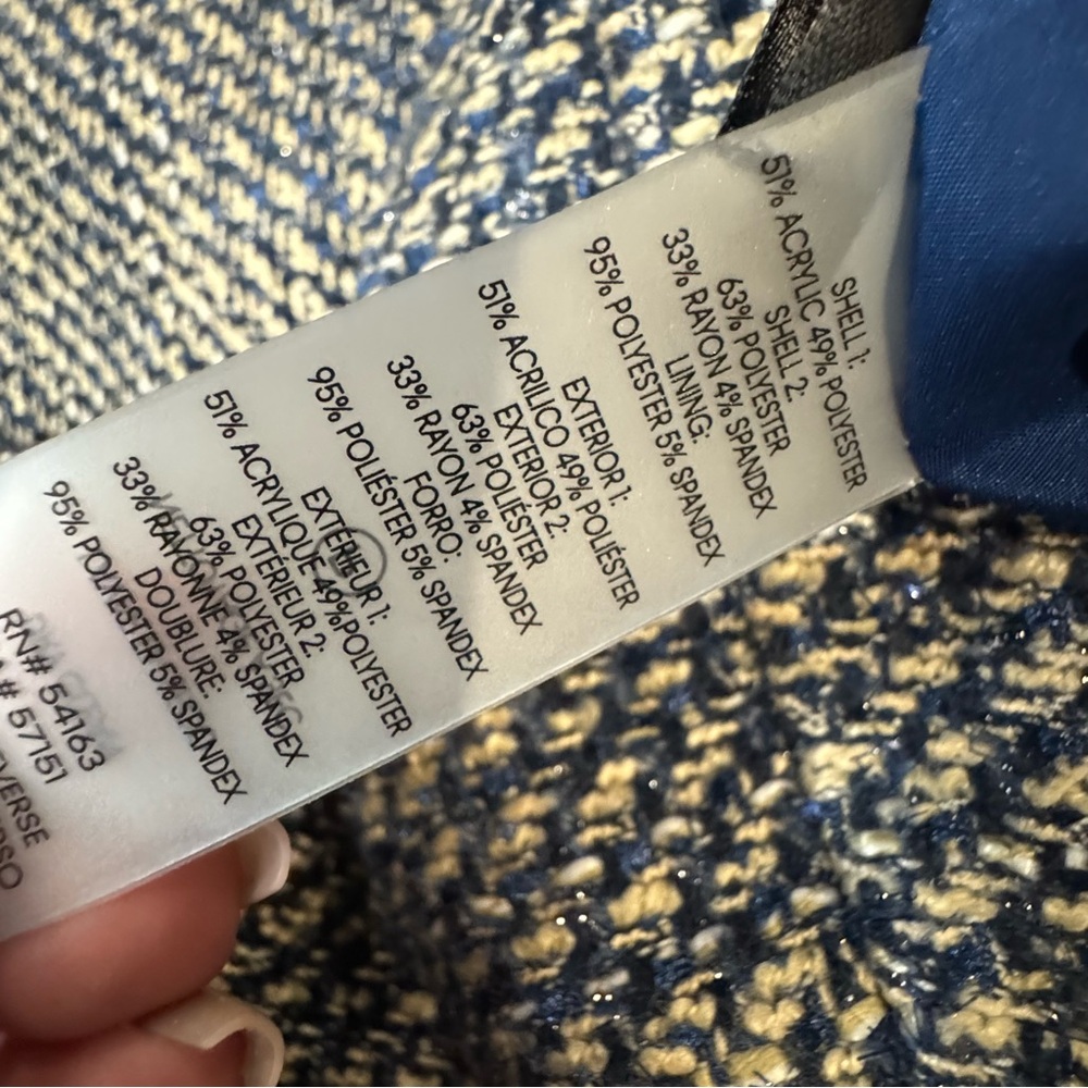 Calvin Klein Blue and White Metallic Threaded Tweed Pencil Skirt - Picture 7 of 8